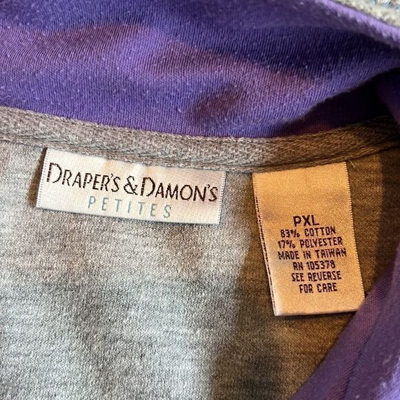 Draper’s & Damon’s Petites Women’s PXL Grey & Lavender Purple Full Zip Jacket - Picture 7 of 11